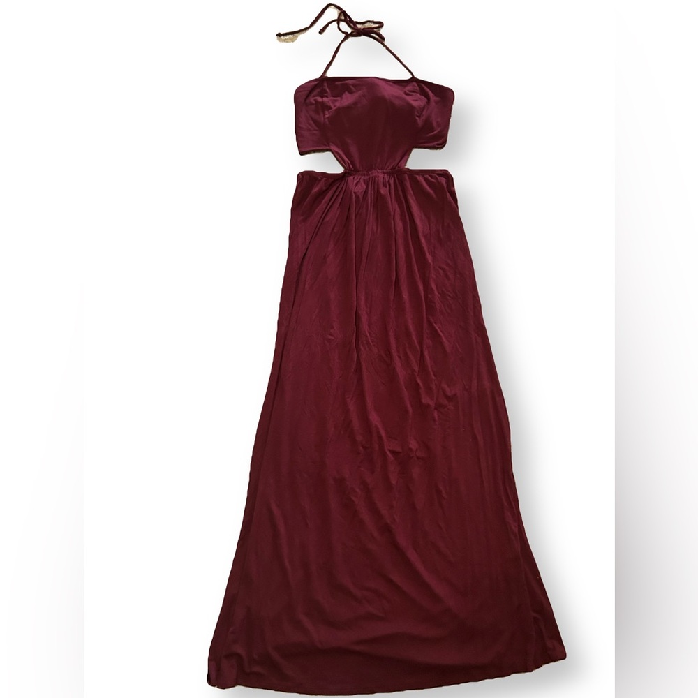 Earthbound / Cutout Halter Maxi Dress size Medium Maroon/Burgundy